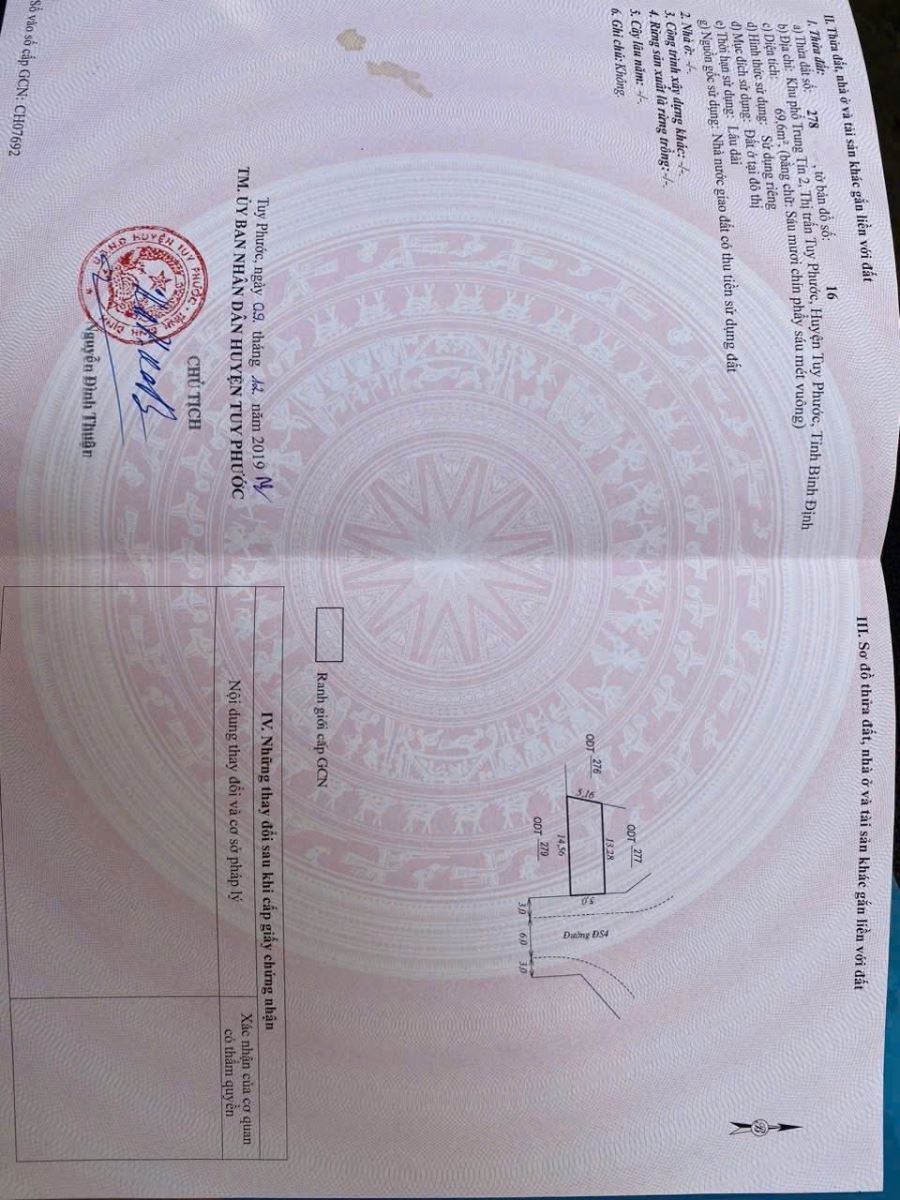 Bán đất mặt tiền khu Tuy Phước, Quy Nhơn.