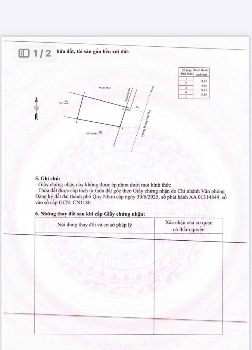 Bán đất mặt tiền Hoàng văn Thụ